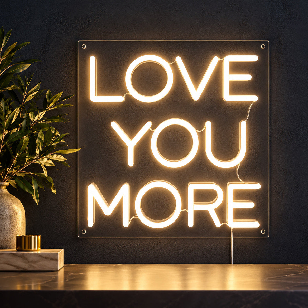 Love You More Warm White LED Neon Sign — image 01