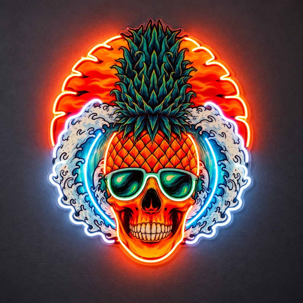 Pineapple Skull Sunglasses LED Neon Sign image 1