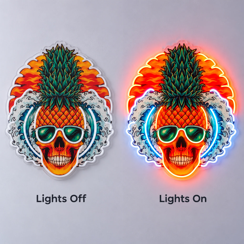 Pineapple Skull Sunglasses LED Neon Sign image 3
