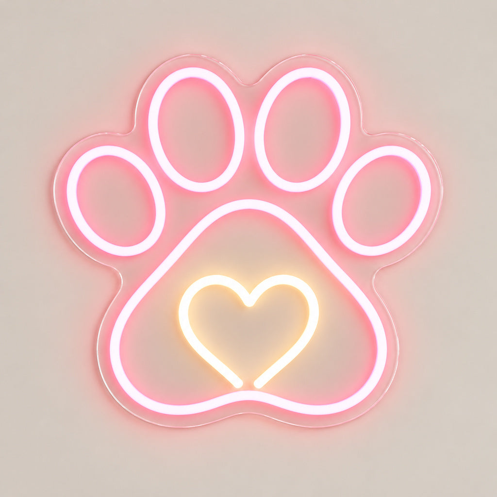 Pink Paw Print Heart LED Neon Sign image 6