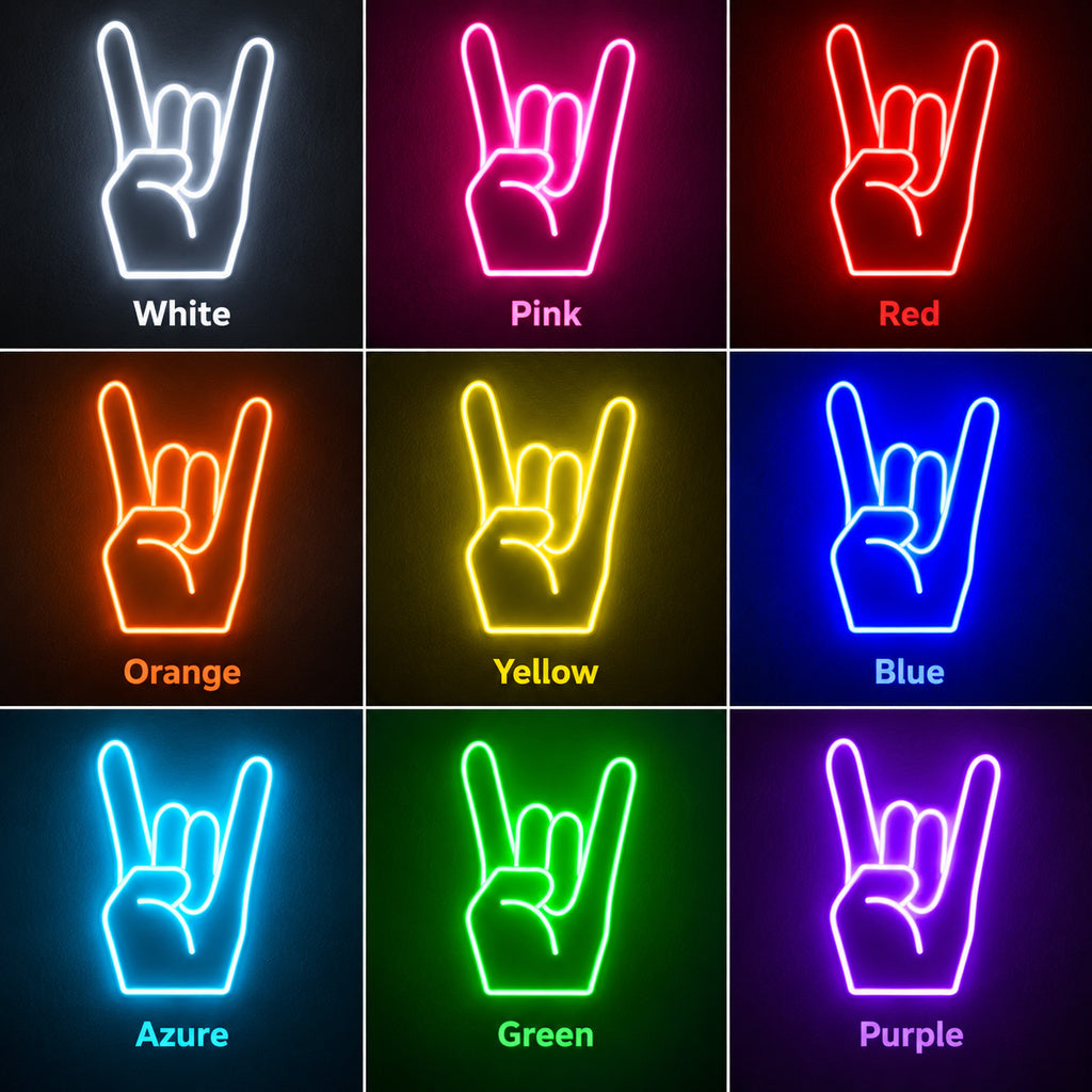 Rock On Hand Blue LED Neon Sign image 4
