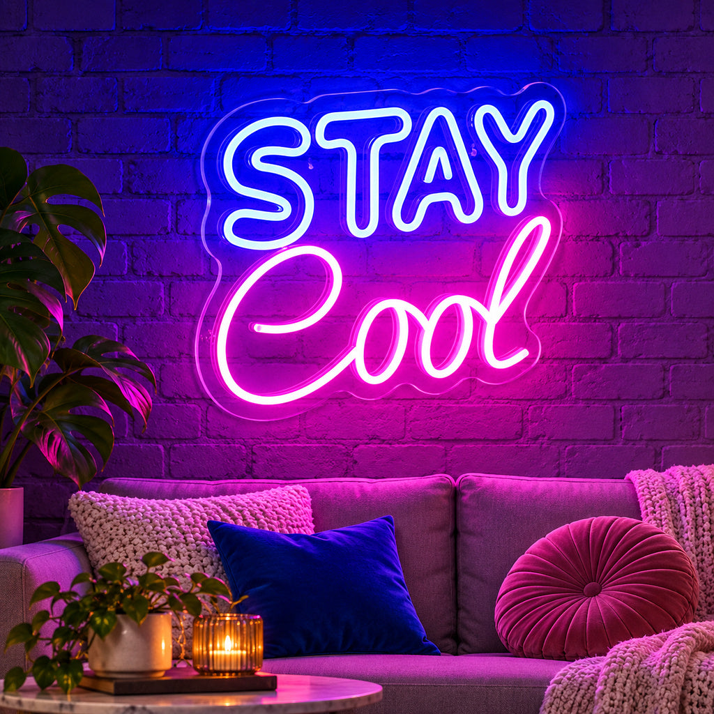 Stay Cool Blue Pink LED Neon Sign image 2
