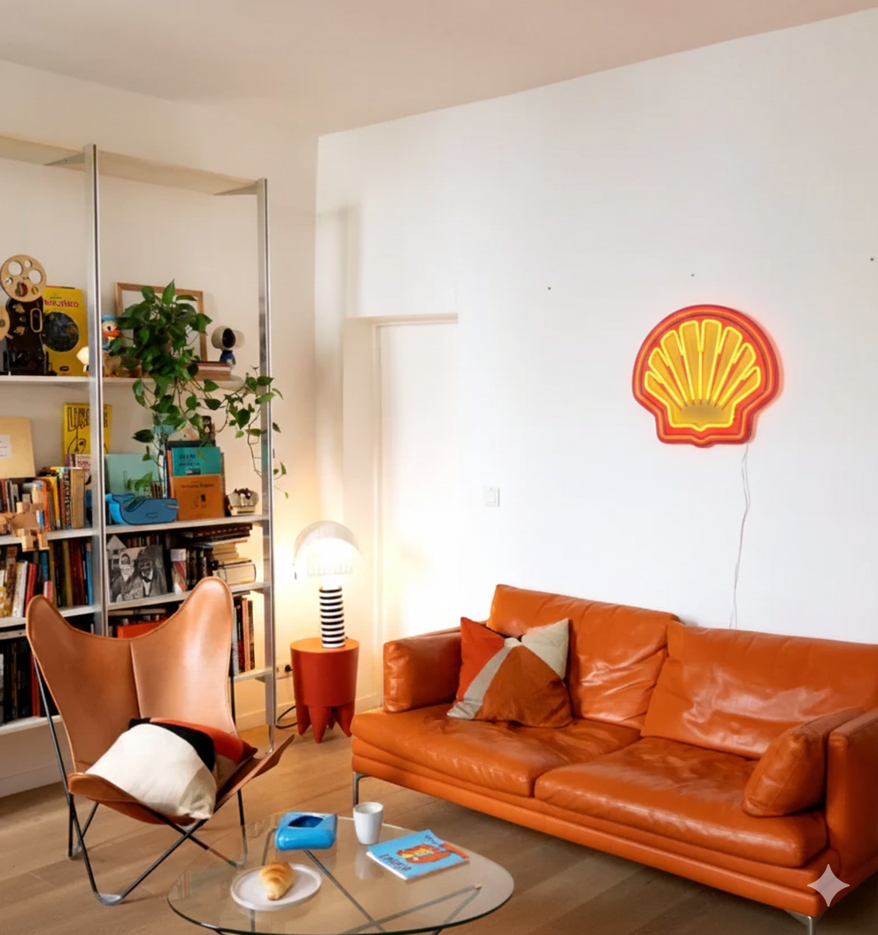 ShineNeon™ Retro Scallop Shell LED Neon Sign - Vintage Garage & Man Cave Wall Art