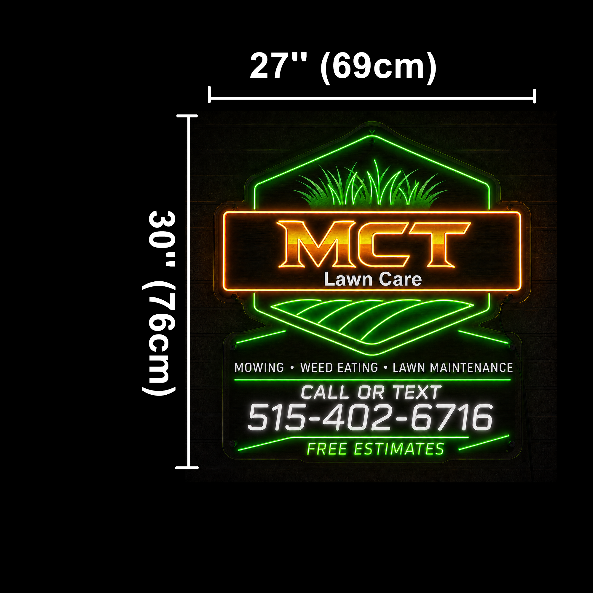MCT Lawn Care 515-402-6716 Custom LED Neon Sign