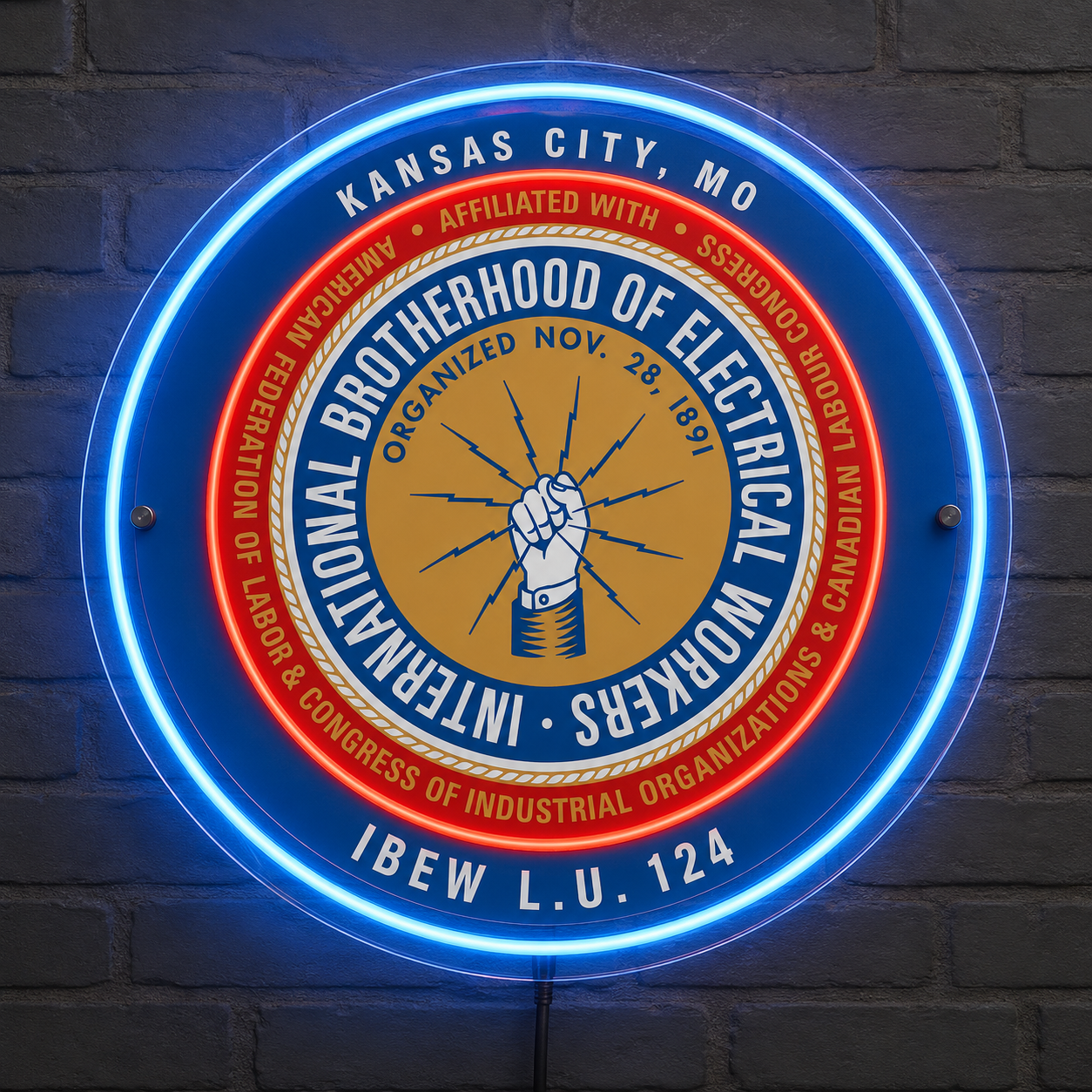 IBEW L.U. 124 Custom LED Neon Sign