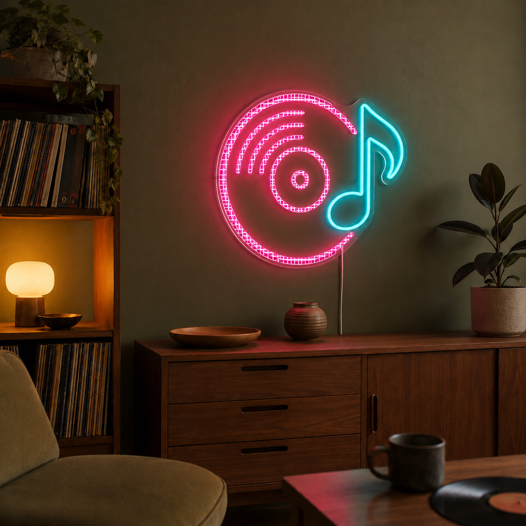 Vinyl Record Music Note LED Neon Sign image 2