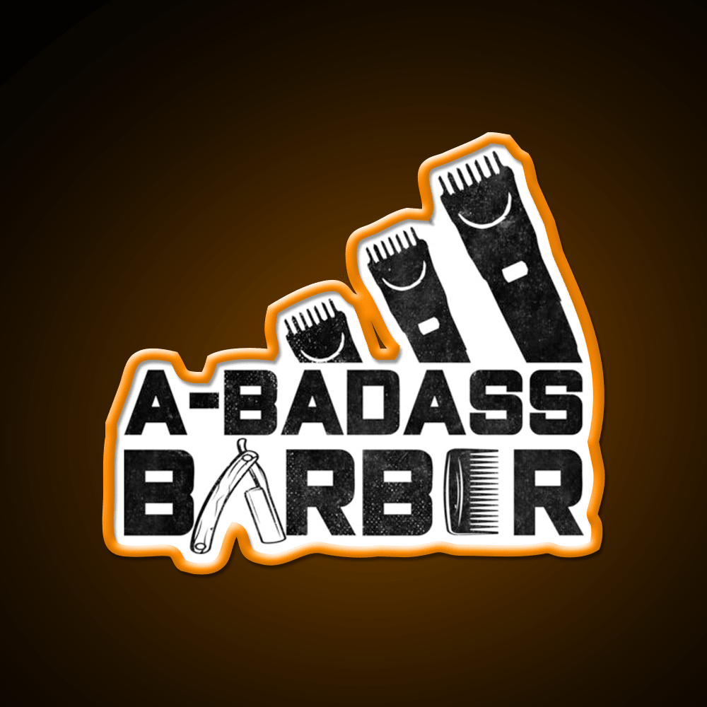 A Badass Barber Vintage Distressed Barber Shop Haircut Led Neon Sign - Shineneon
