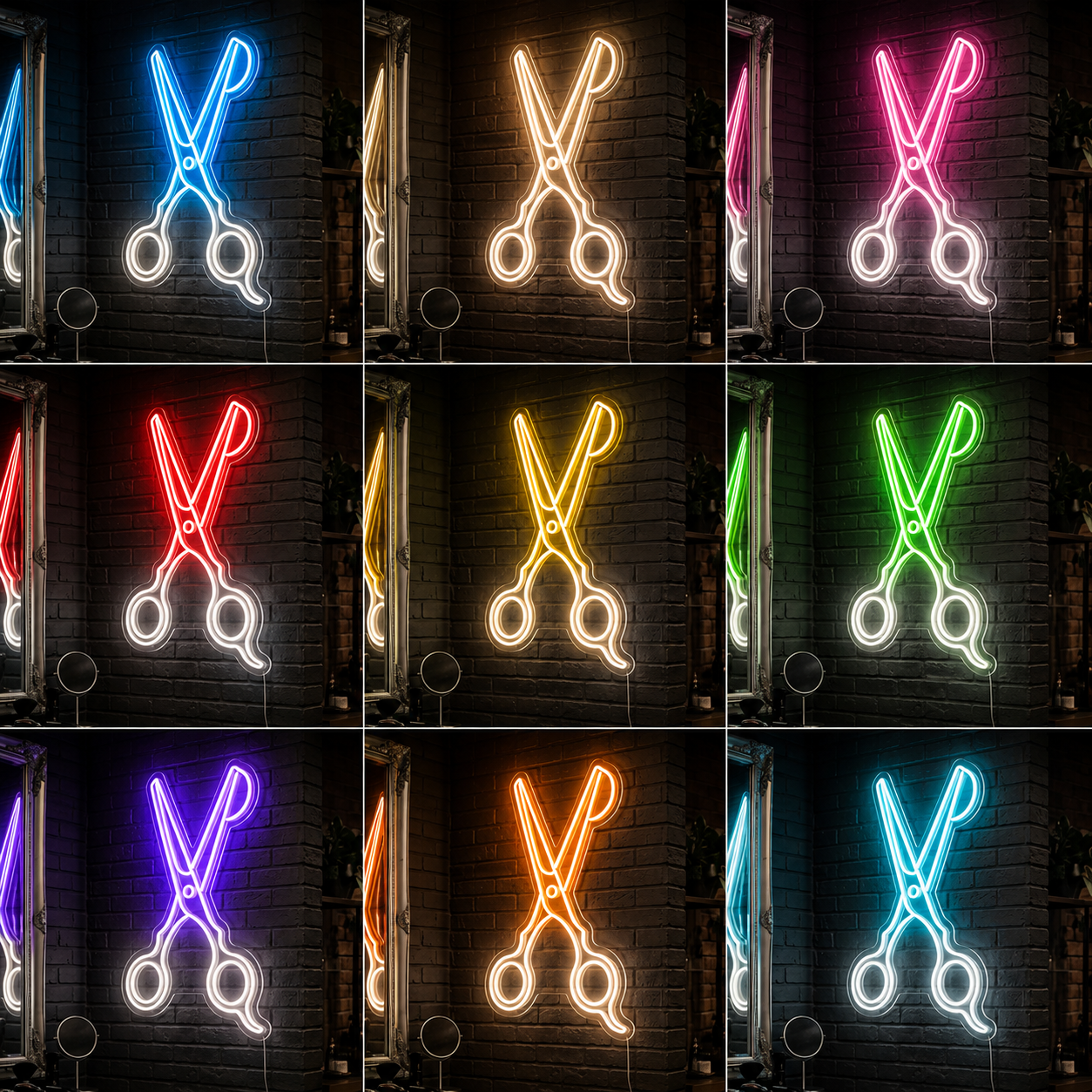 A Barber Shop With Two LED Neon Sign - 05 Color Grid