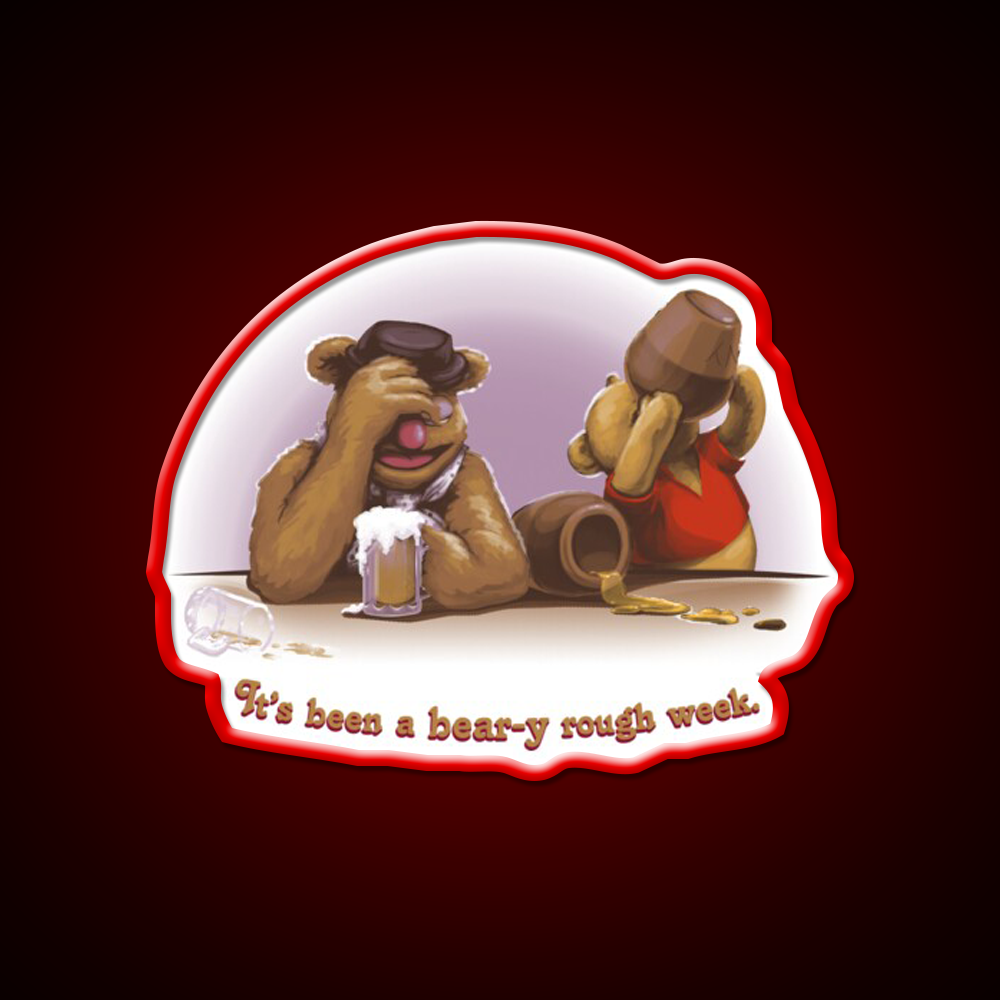 A Beary Rough Week Man Cave Bar Led Neon Sign Rgb Color