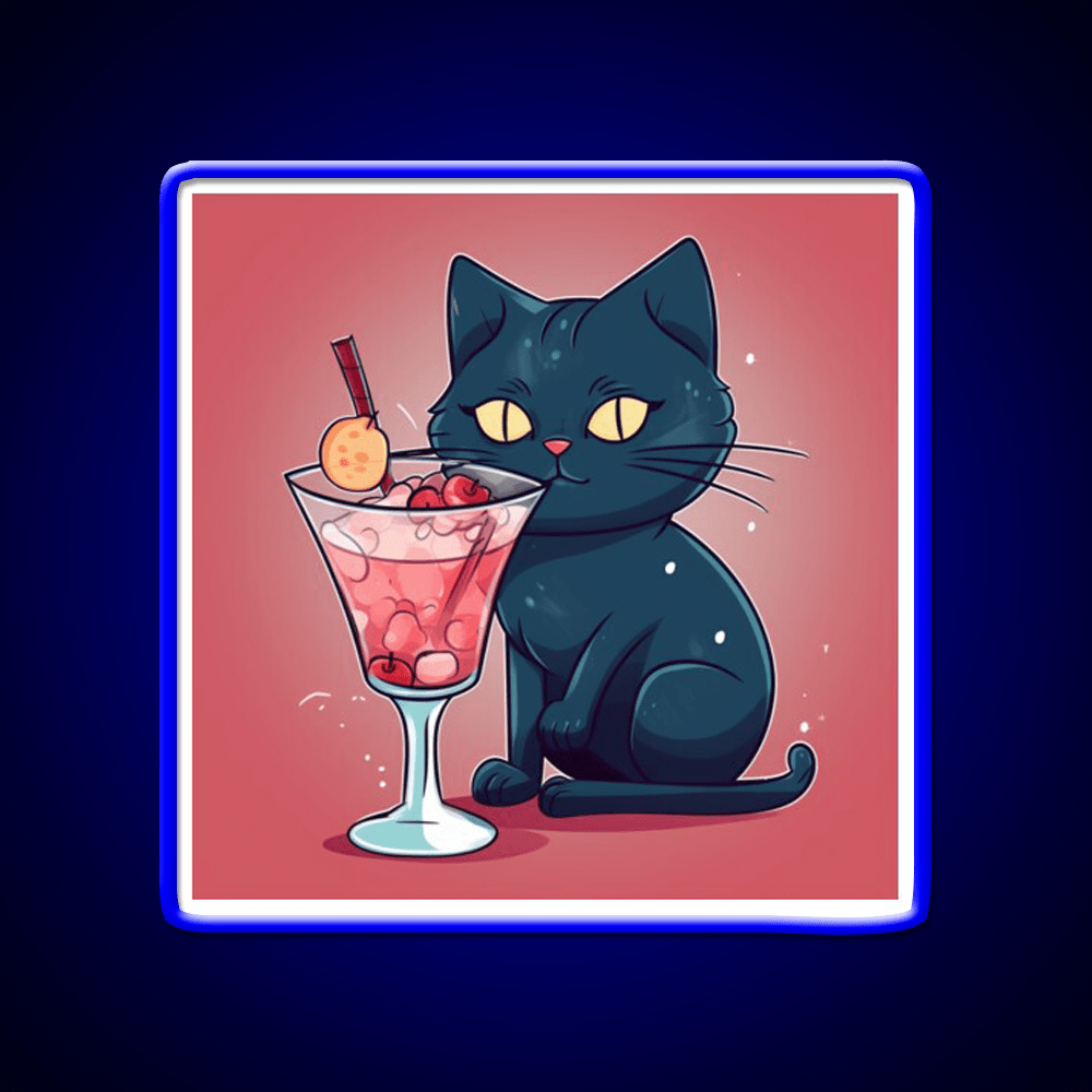 A Cat Drinks Cocktail Bar Decor Led Neon Sign Rgb Color - Shineneon