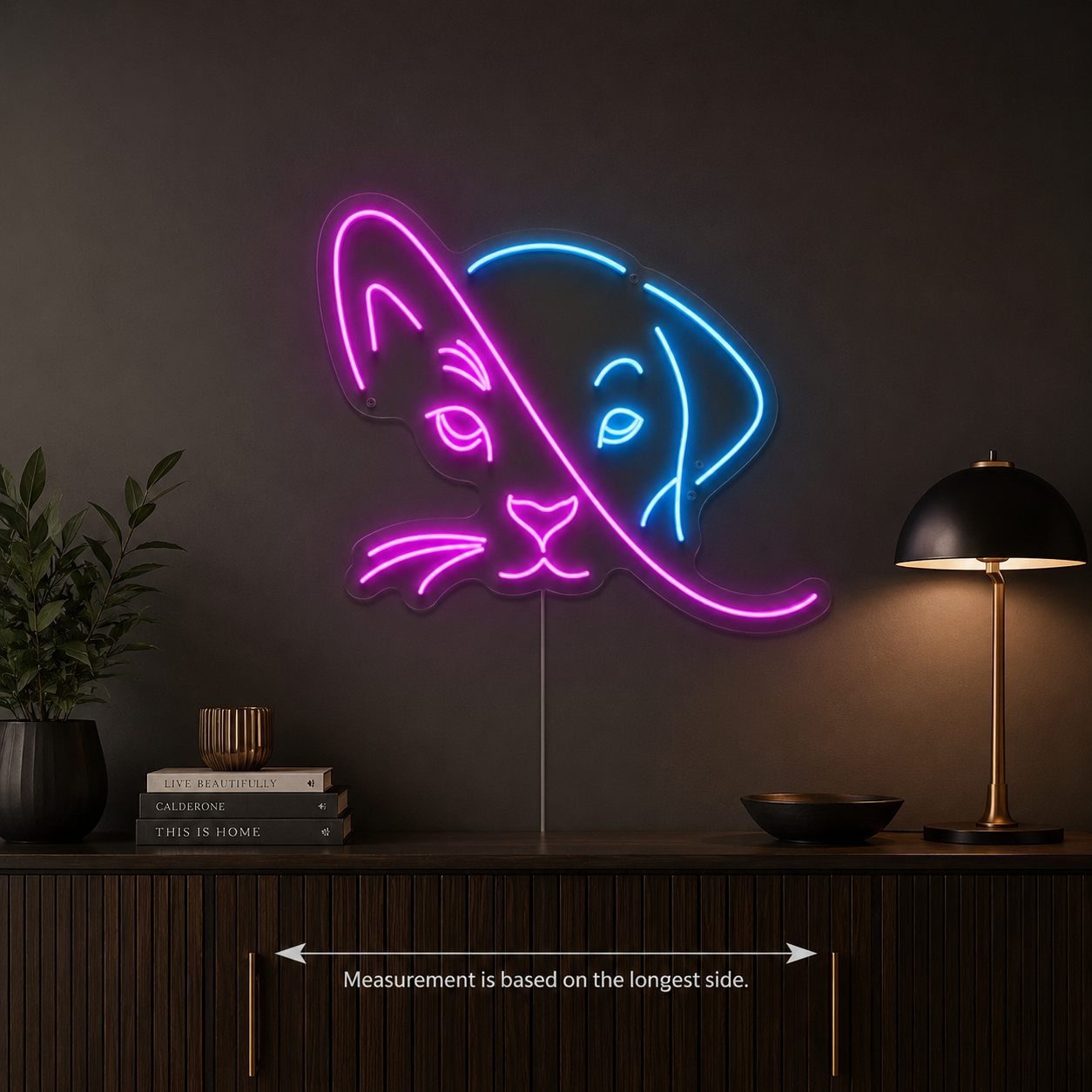 A Cat's Head Is Lit LED Neon Sign - 04 Size Image