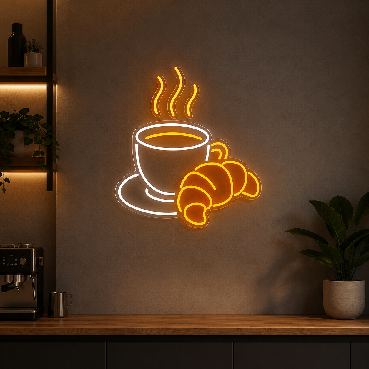 A Coffee Cup And Some LED Neon Sign - 04 Size Image