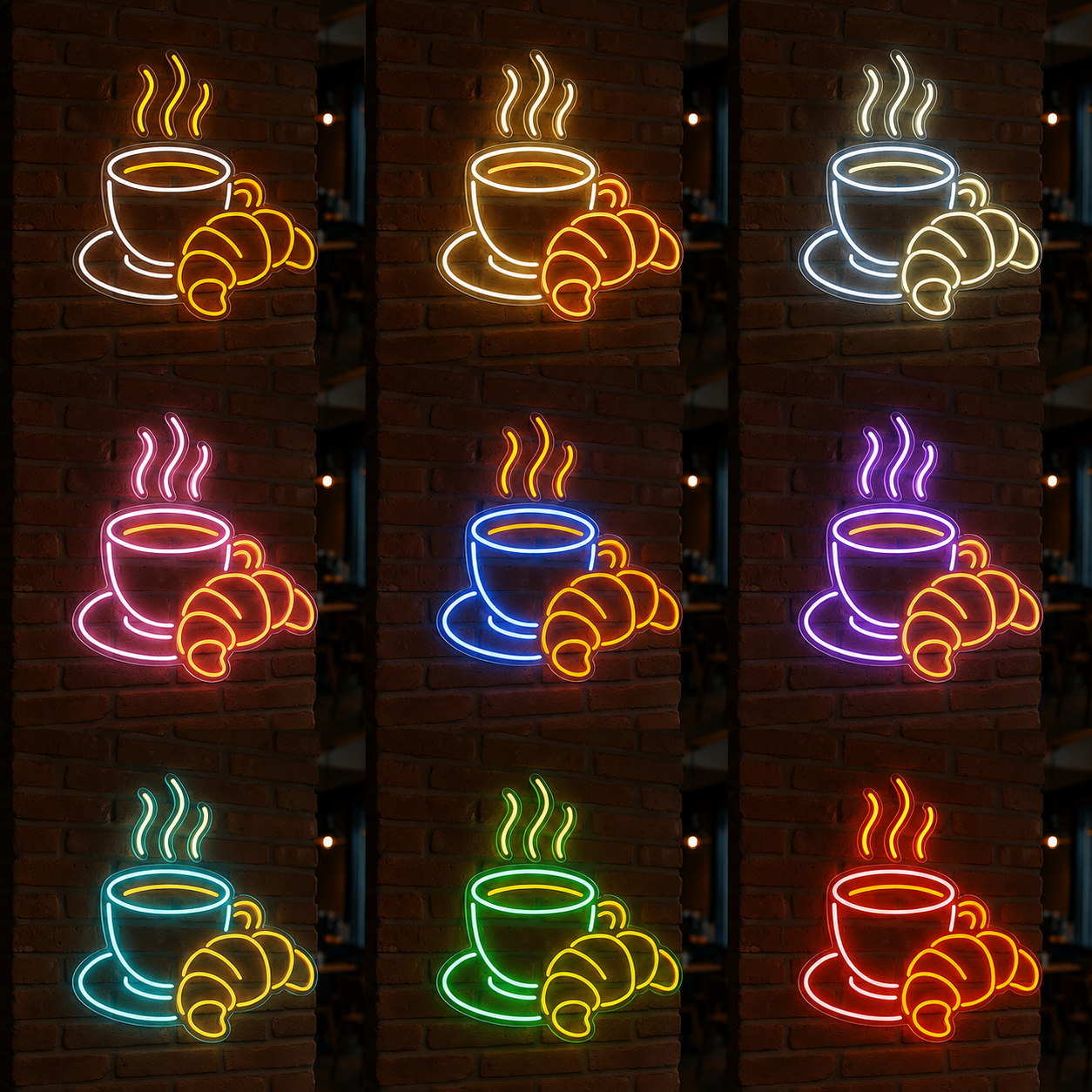 A Coffee Cup And Some LED Neon Sign - 05 Color Grid