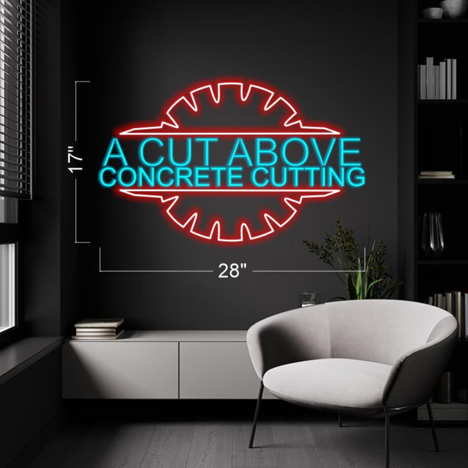 A Cut Above Red-Blue Industrial Gear Led Neon Sign For Branding | Shineneon