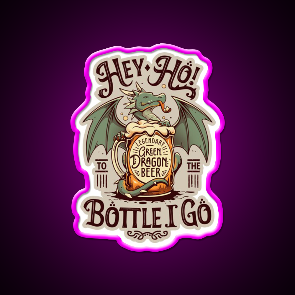 A Dragons Pint Cute Beer Drinker Beer Bar Decor Led Neon Sign Rgb Color - Neon sign mounted on wall in room
