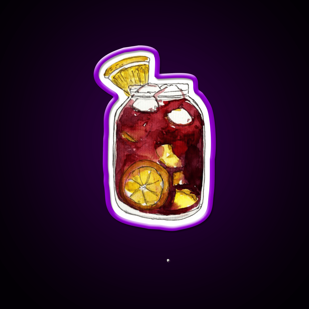 A Full Mason Jar Of Sangria Cocktail Bar Decor Led Neon Sign Rgb Color - Shineneon