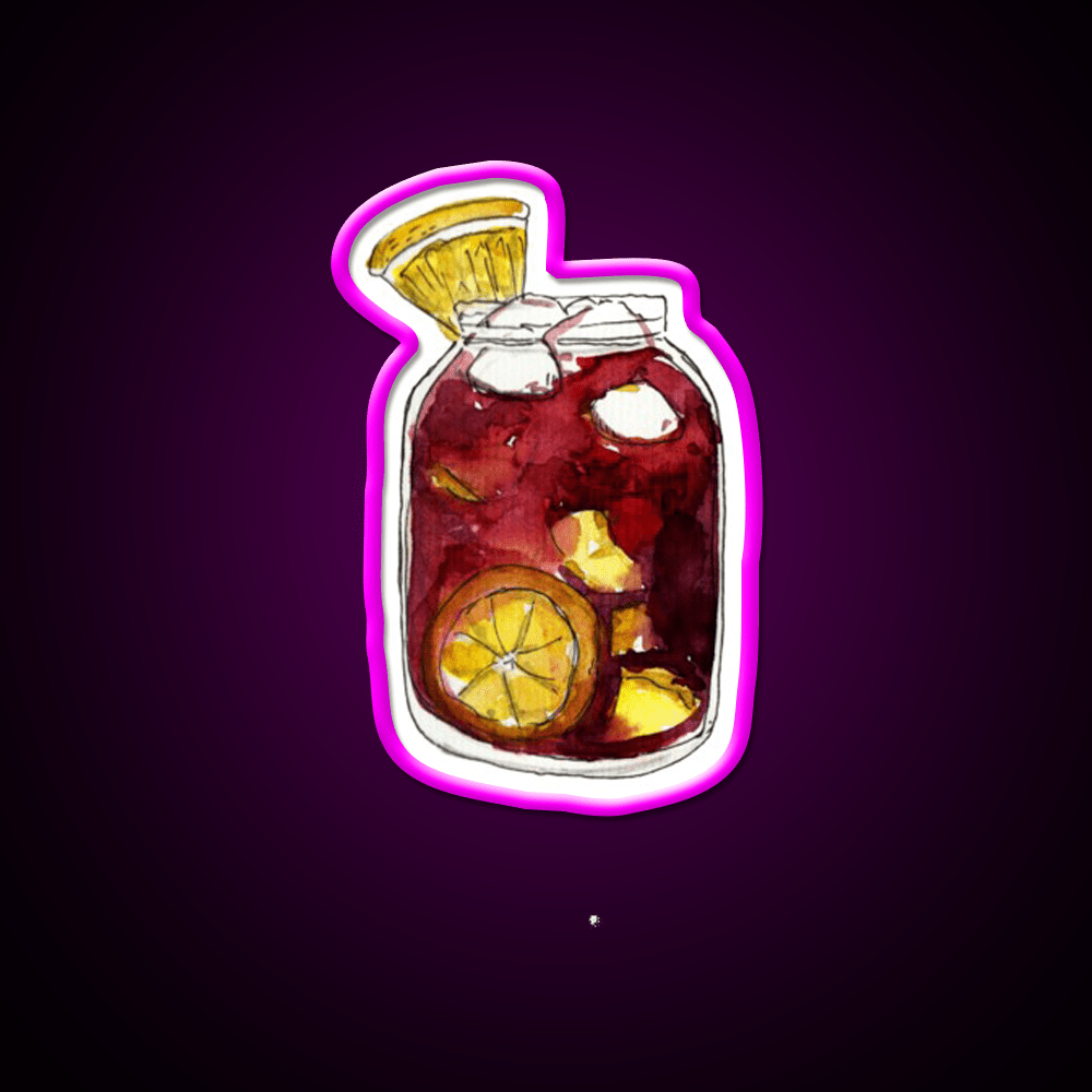 A Full Mason Jar Of Sangria Cocktail Bar Decor Led Neon Sign Rgb Color - Shineneon
