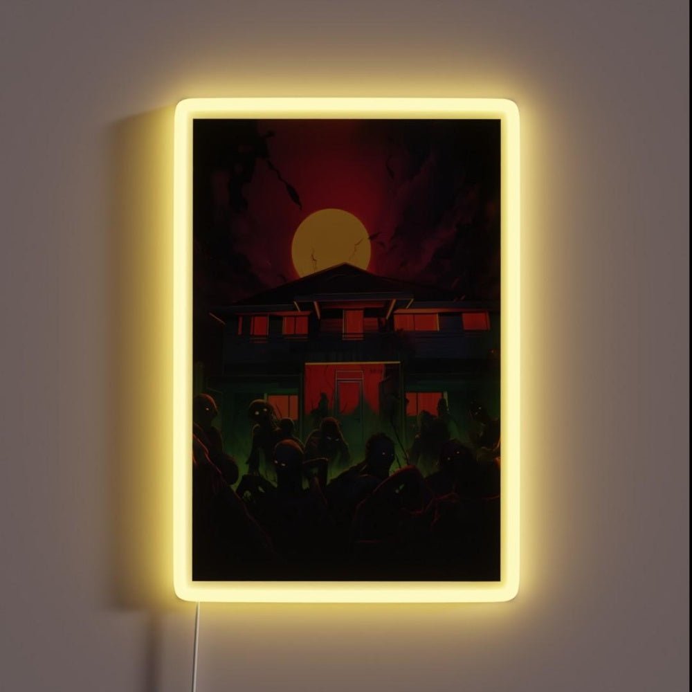 A Group Of Zombies In Front Of A House Rgb Led Neon Sign - Shineneon