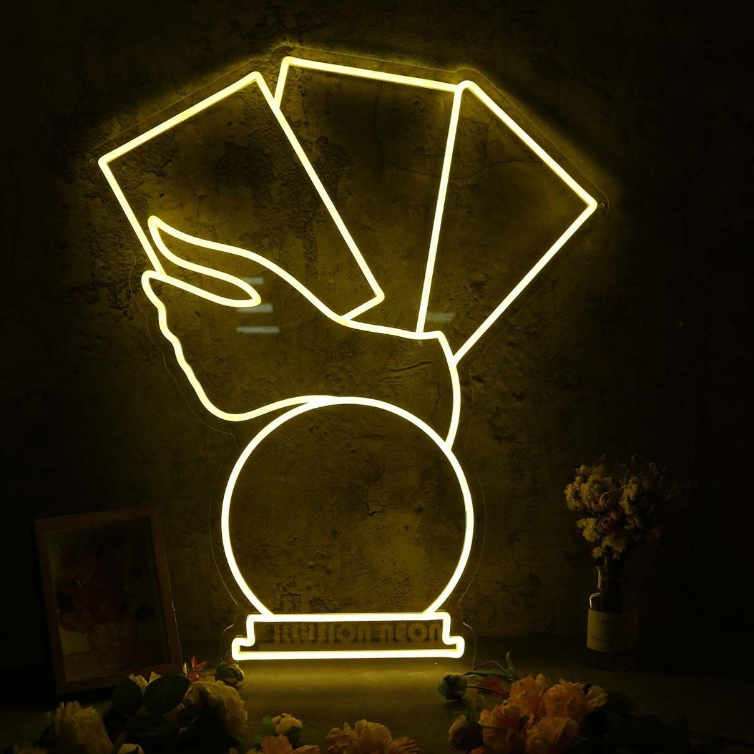 A Hand Holding Books Yellow Led Neon Sign - Shineneon