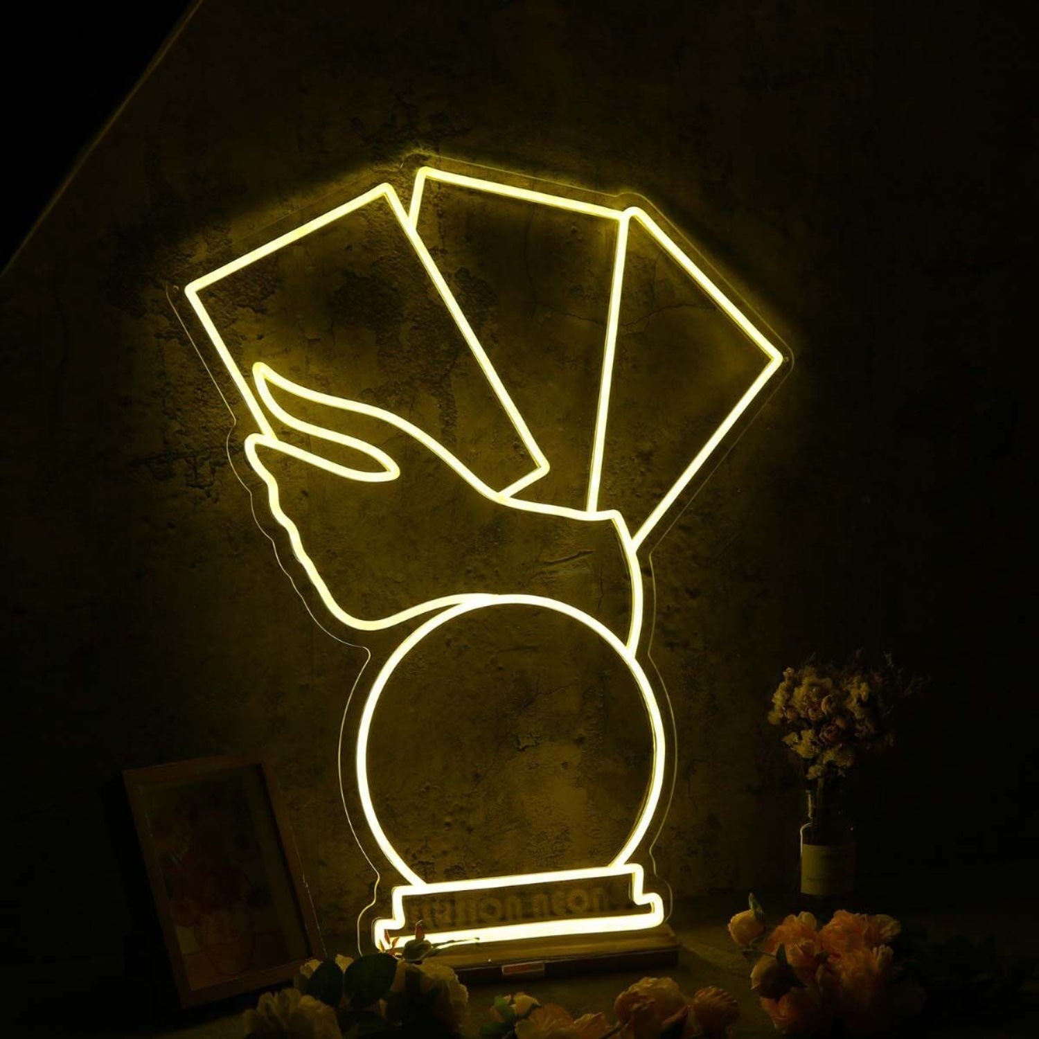 A Hand Holding Books Yellow Led Neon Sign - Shineneon