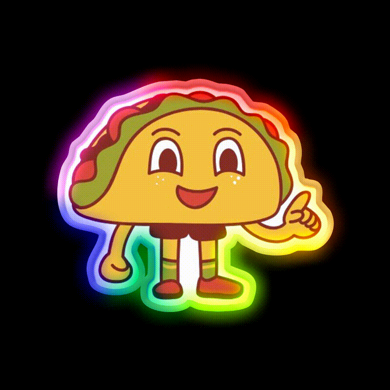 A Human Taco Led Neon Sign Mexican Food Sign Rgb Color - LED neon sign close-up detail