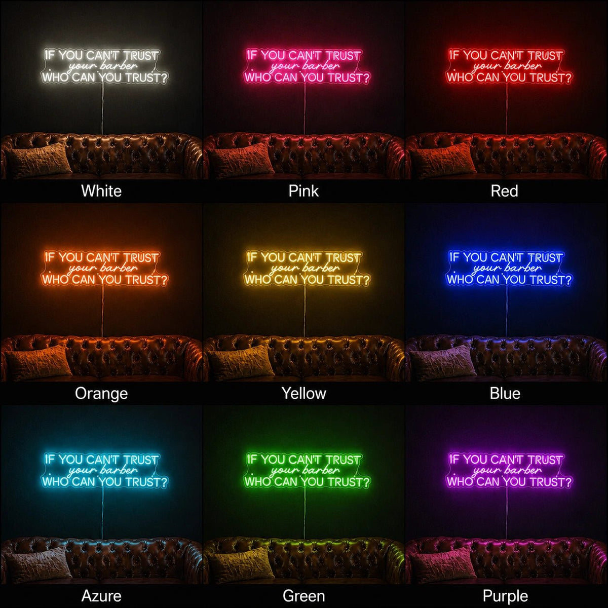 A Leather Couch With A LED Neon Sign - Shineneon