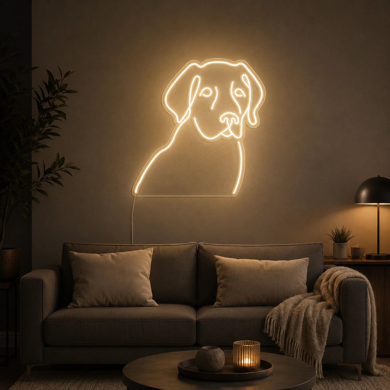 A Living Room With A LED Neon Sign - 01 Original Product Image