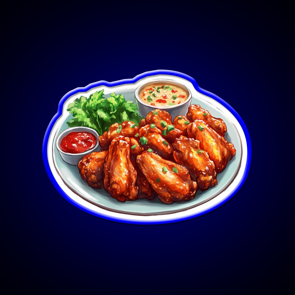 A Plate Of Chicken Wings Fast Food Led Neon Sign For Burger Place Rgb Color