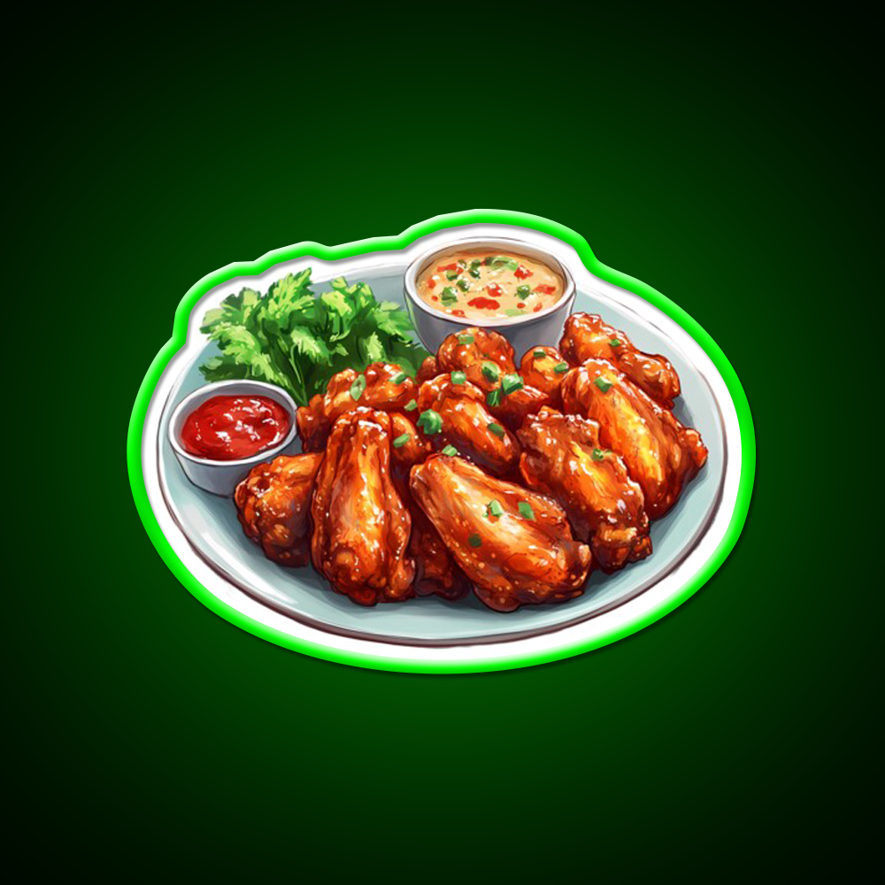 A Plate Of Chicken Wings Fast Food Led Neon Sign For Burger Place Rgb Color
