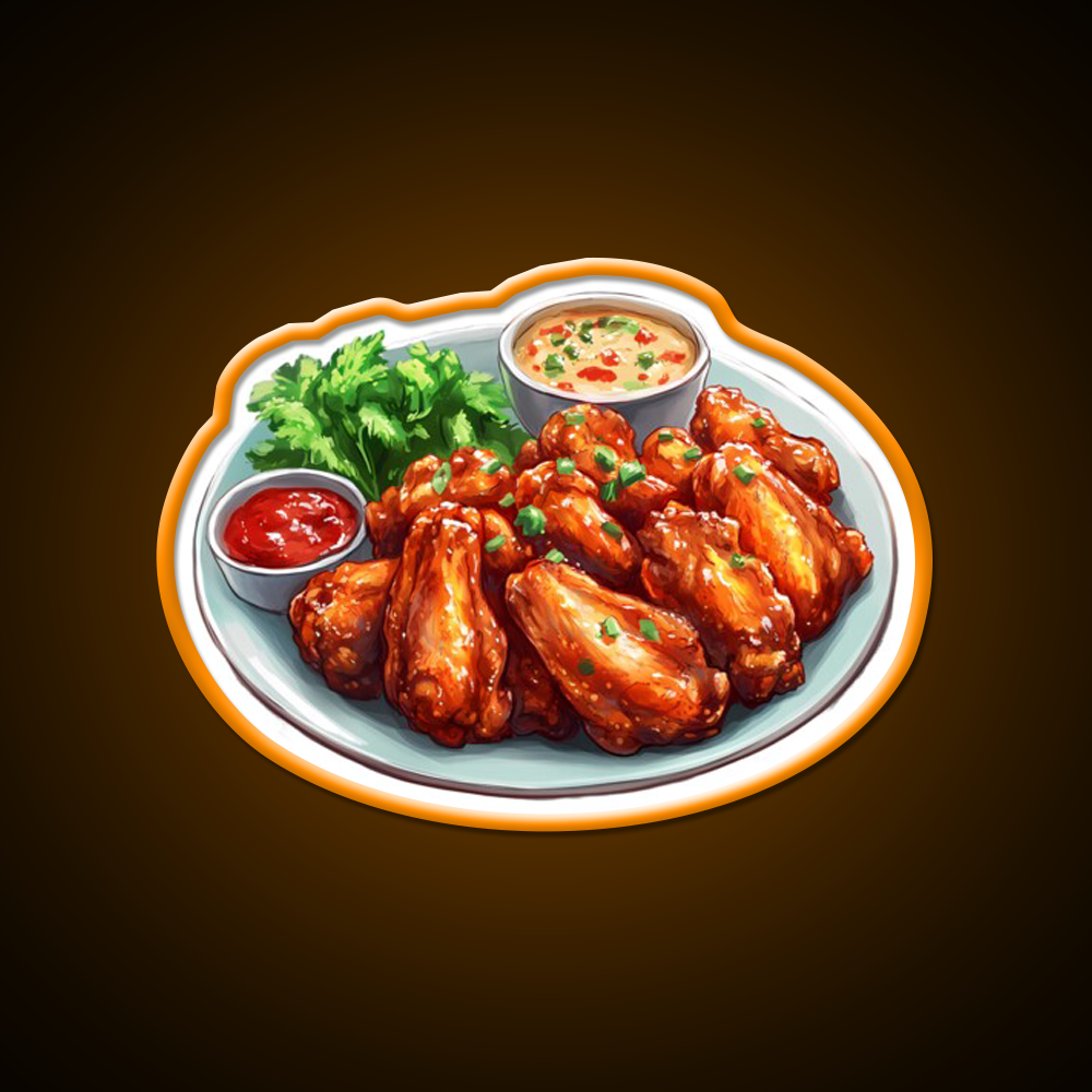 A Plate Of Chicken Wings Fast Food Led Neon Sign For Burger Place Rgb Color
