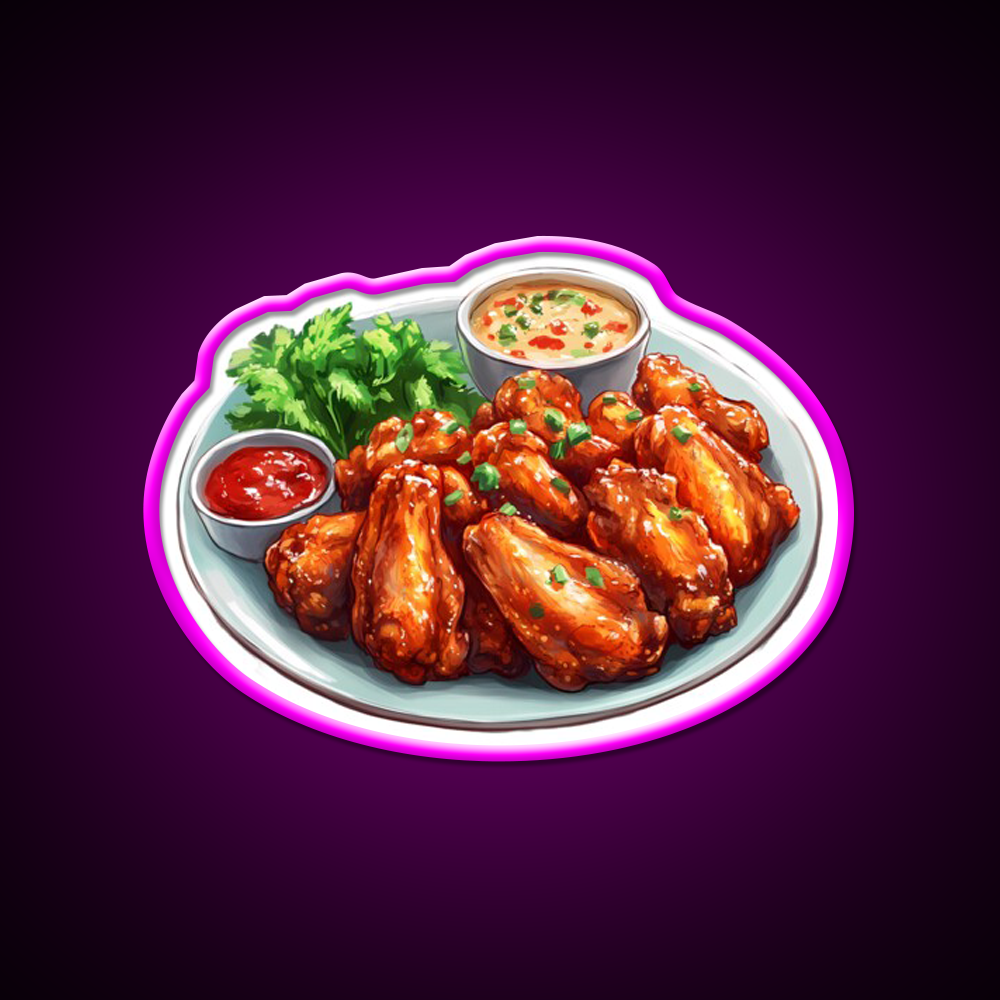 A Plate Of Chicken Wings Fast Food Led Neon Sign For Burger Place Rgb Color