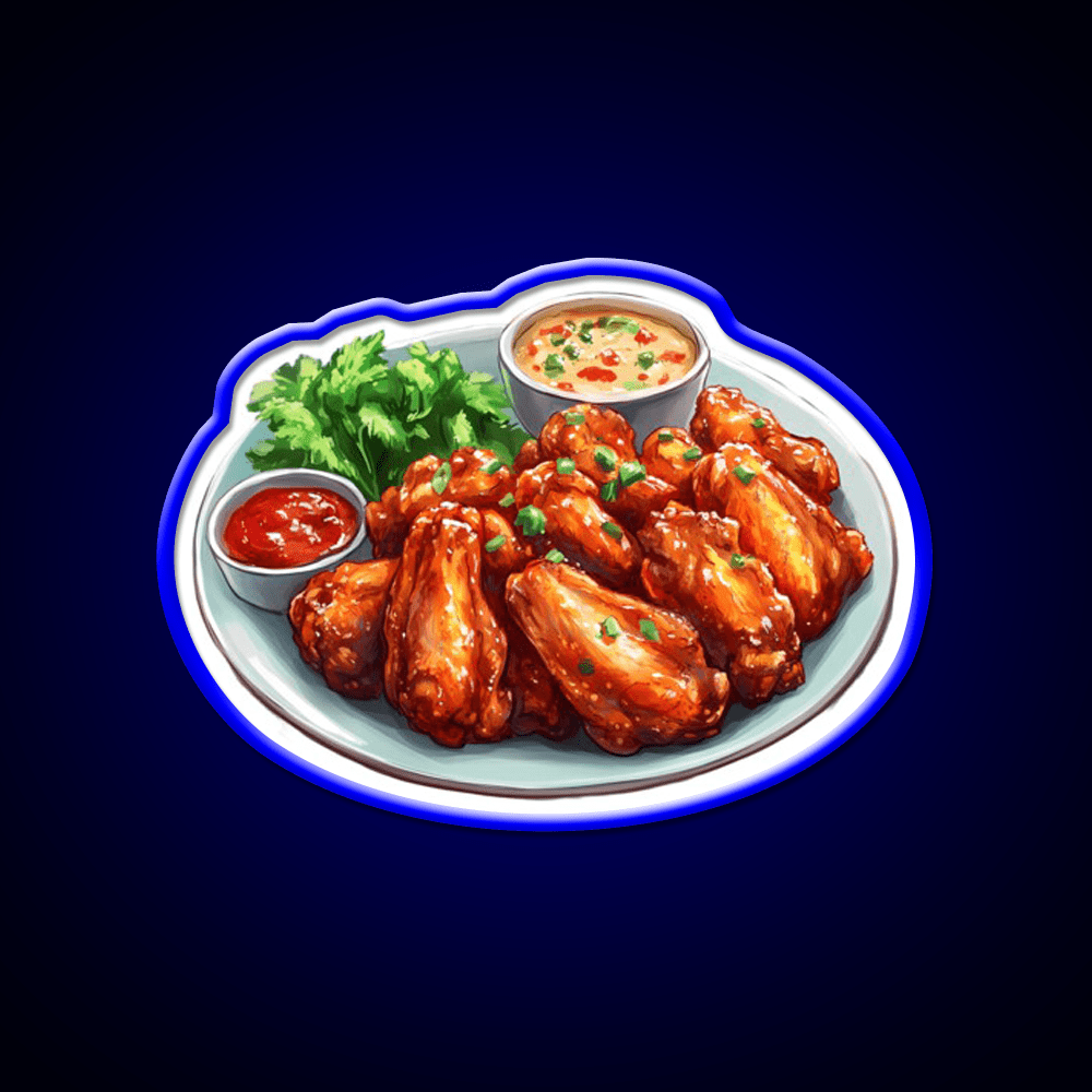 A Plate Of Chicken Wings Fast Food Led Neon Sign For Burger Place Rgb Color - Shineneon