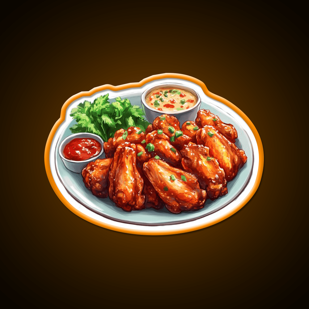 A Plate Of Chicken Wings Fast Food Led Neon Sign For Burger Place Rgb Color - Shineneon