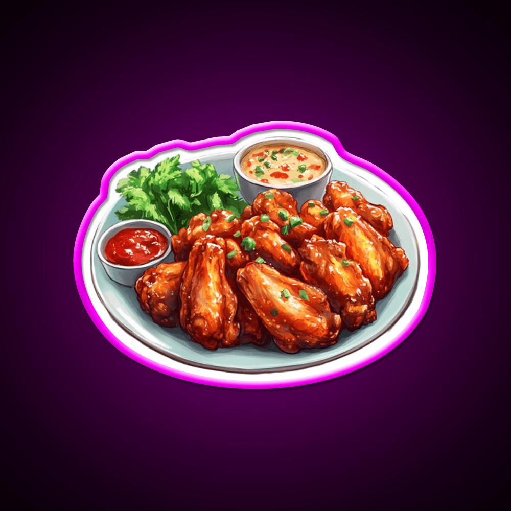 A Plate Of Chicken Wings Fast Food Led Neon Sign For Burger Place Rgb Color - Shineneon