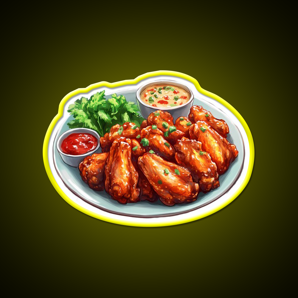 A Plate Of Chicken Wings Fast Food Led Neon Sign For Burger Place Rgb Color