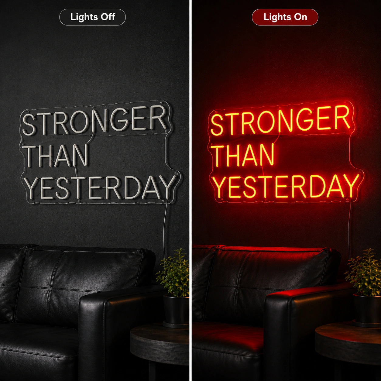 A That Says Business Wall Decor LED Neon Sign - 06 Day Night Comparison