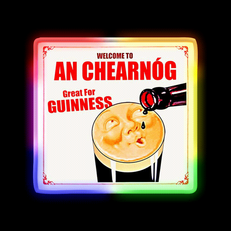 A Vintage Guiness Advert Welcome Led Neon Sign Open Sign Rgb Color - LED neon sign close-up detail
