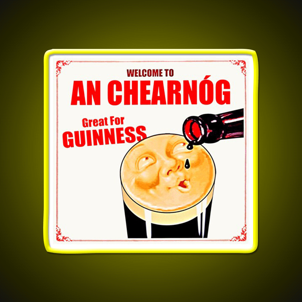 A Vintage Guiness Advert Welcome Led Neon Sign Open Sign Rgb Color - Custom LED neon sign front view