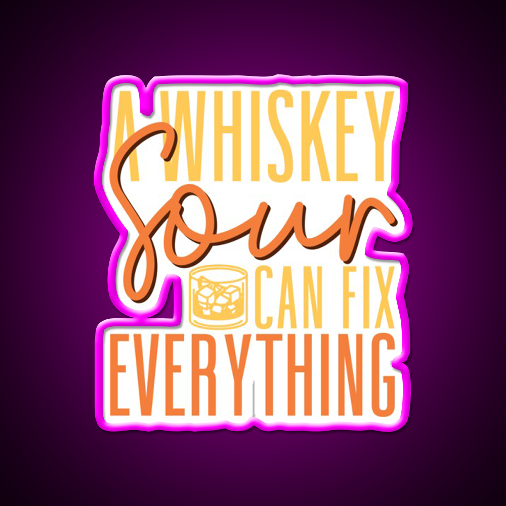 A Whiskey Sour Can Fix Everything Bartender Bar Decor Led Neon Sign Rgb Color - Neon sign mounted on wall in room