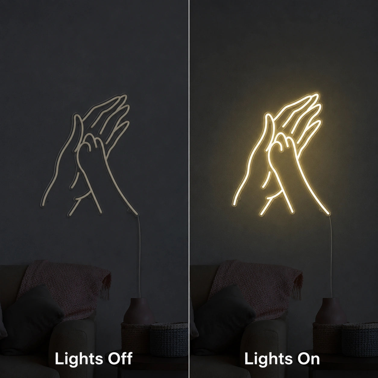 A With Two LED Neon Sign - 06 Day Night Comparison