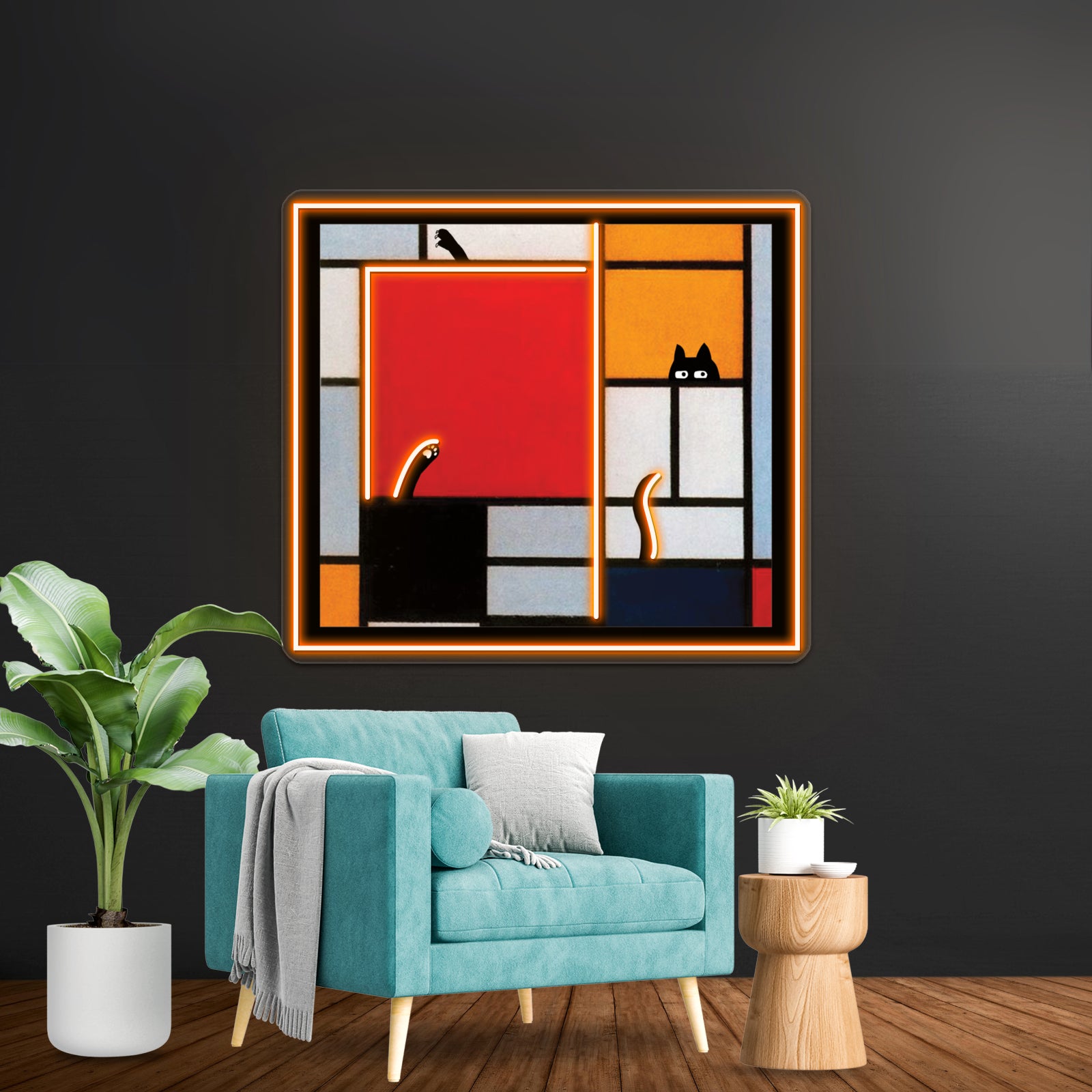 Abstract Art Plus Cat Wall Artwork Neon Signs | Shineneon