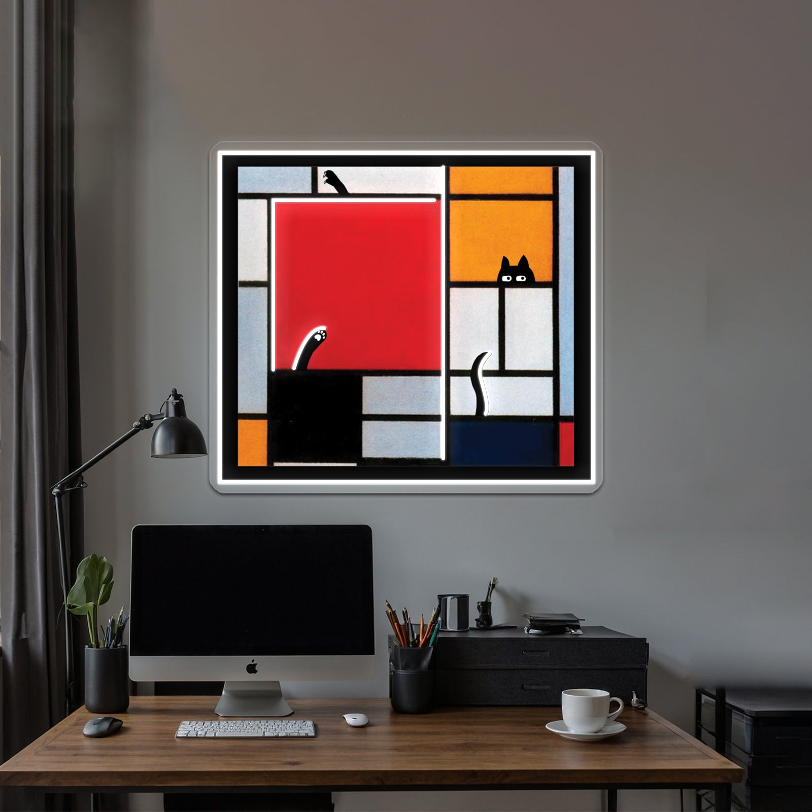 Abstract Art Plus Cat Wall Artwork Neon Signs | Shineneon