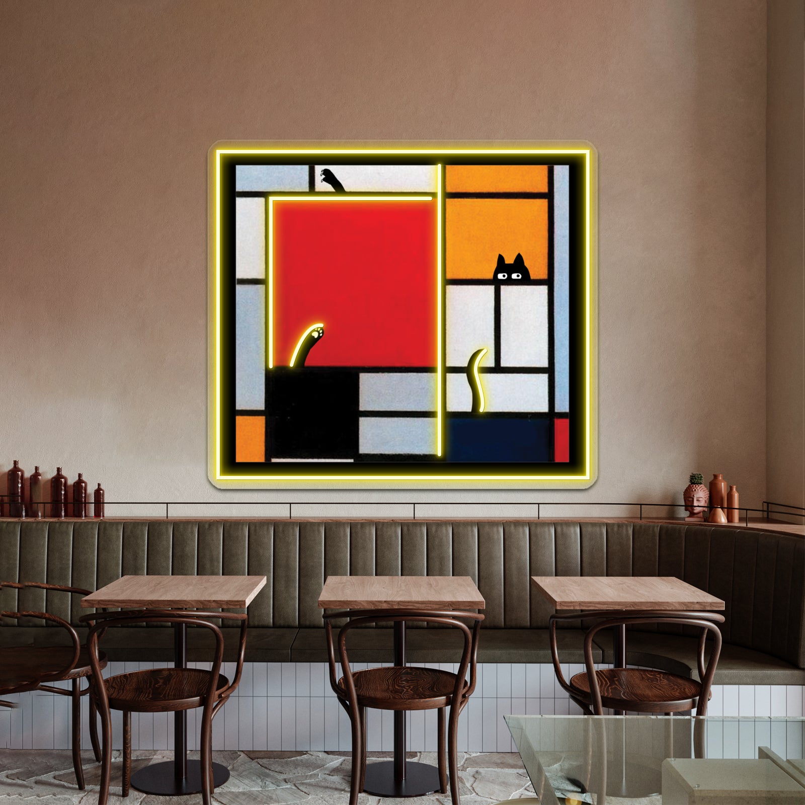 Abstract Art Plus Cat Wall Artwork Neon Signs | Shineneon