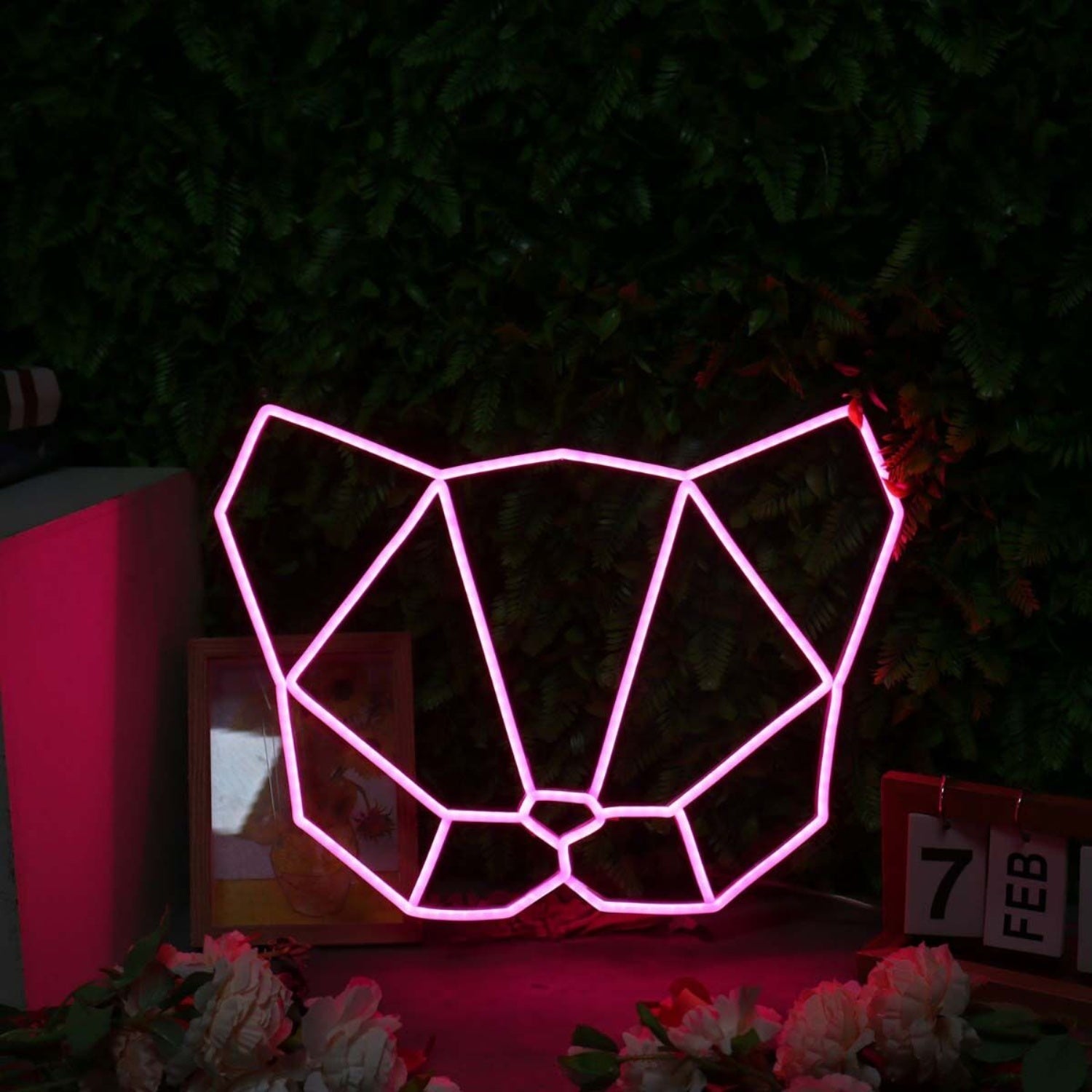 Abstract Cat Head Pink Led Neon Sign - Shineneon