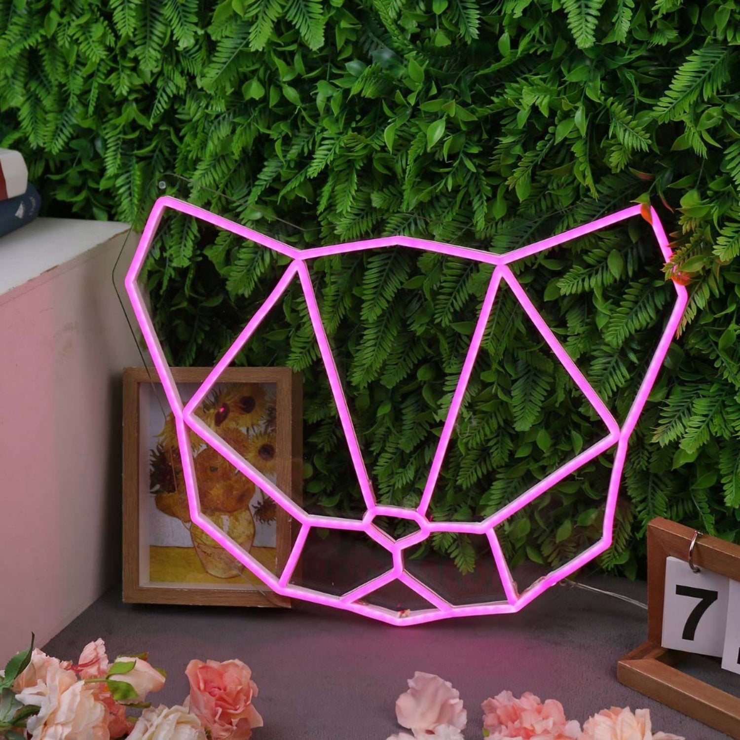 Abstract Cat Head Pink Led Neon Sign - Shineneon