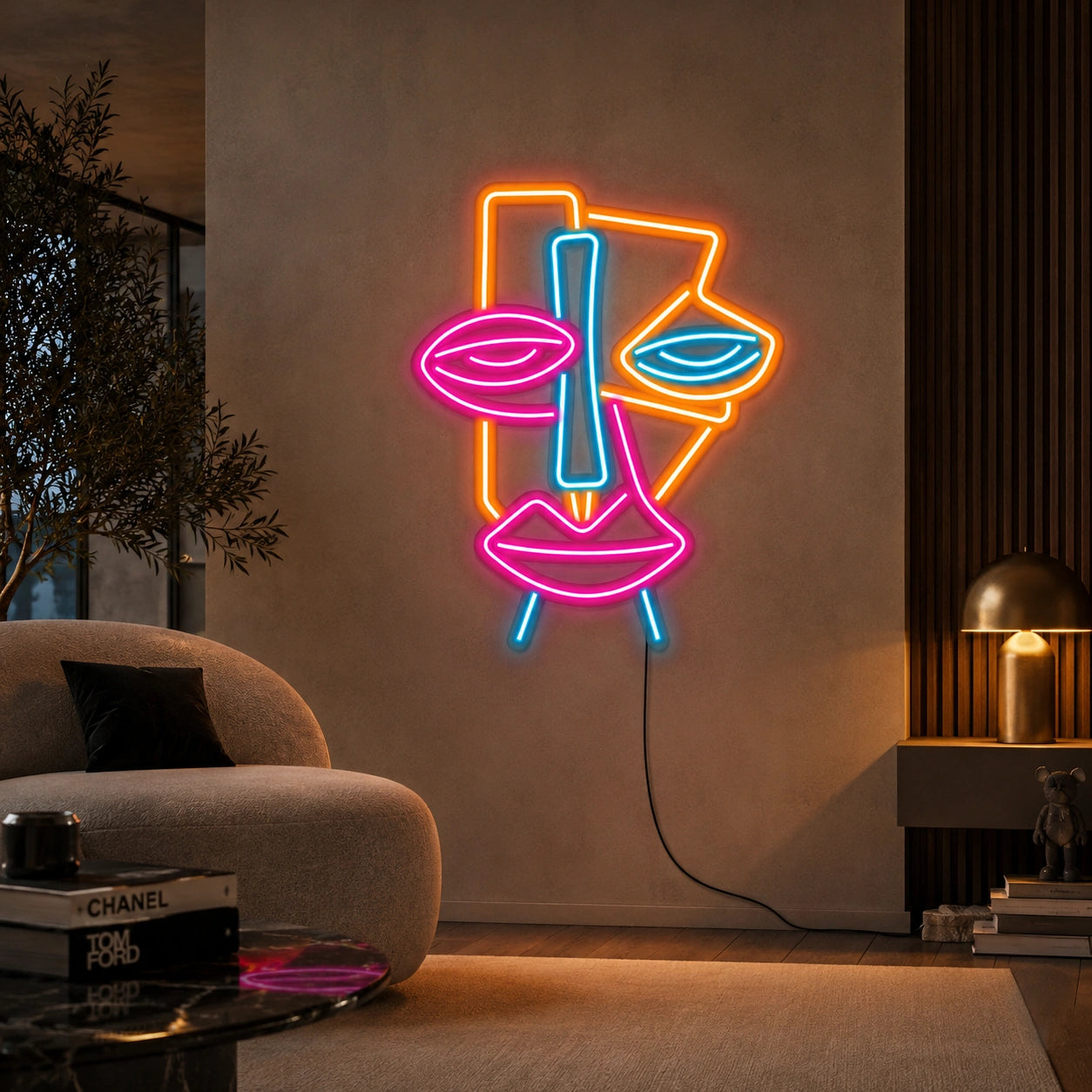 Abstract Face Color Neon Sign LED Neon Sign real lifestyle scene