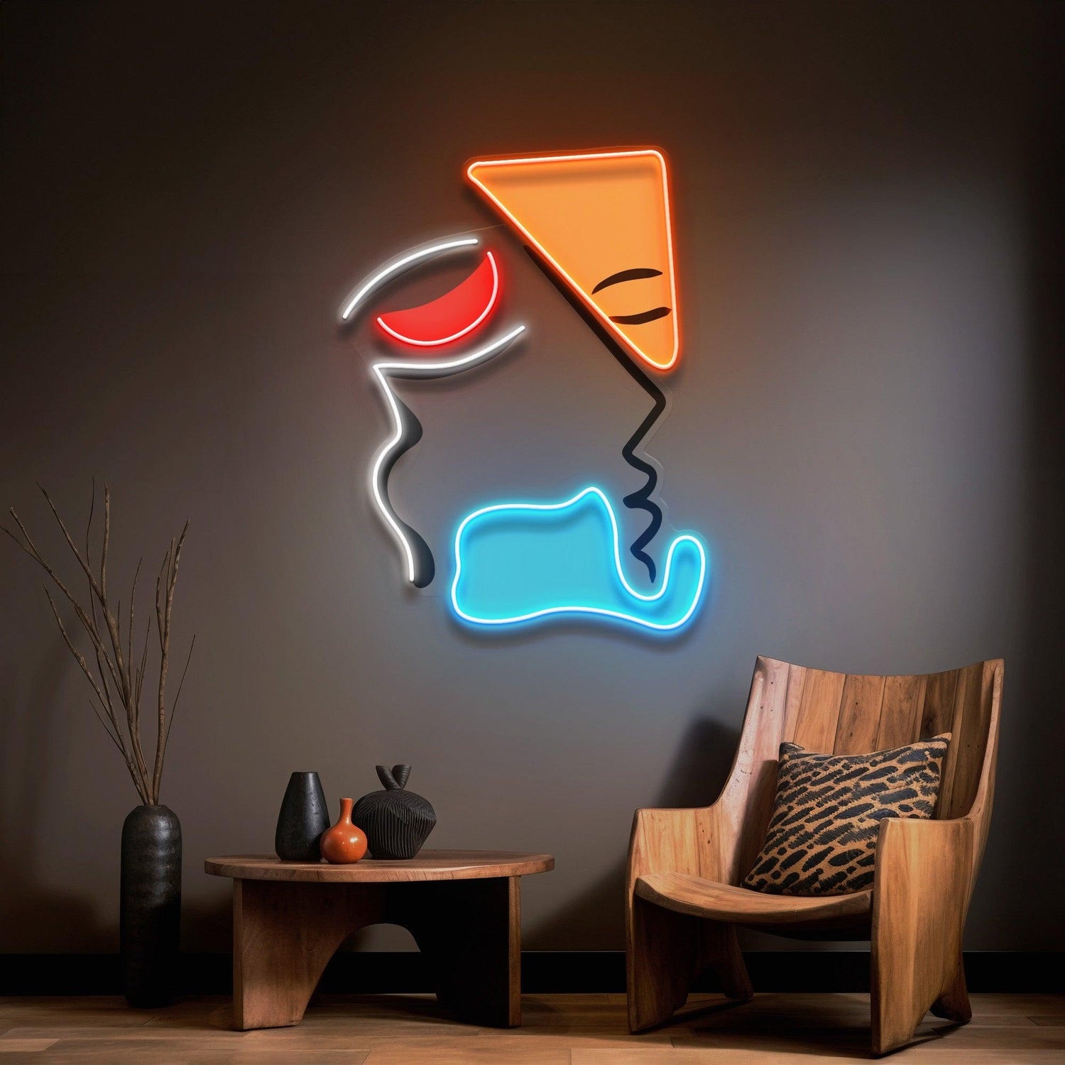 Abstract Face Geometric Art Uv Printed Led Neon Sign For Home Bar Cafe Decor | Shineneon