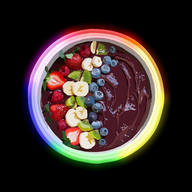 Acai Bowl Smoothie Bowl Snack Food Led Neon Sign Rgb Color - LED neon sign close-up detail