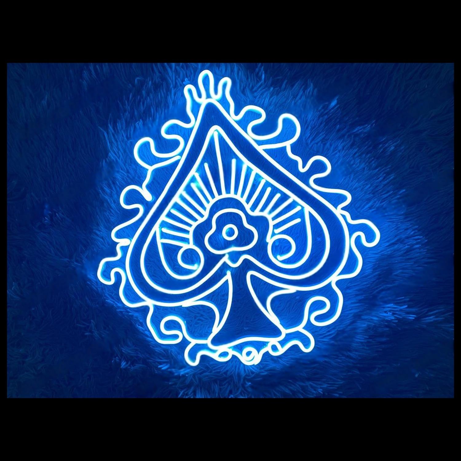 Ace Blue Spade Floral Art Led Neon Sign For Bar Lounge And Themed Decor | Shineneon