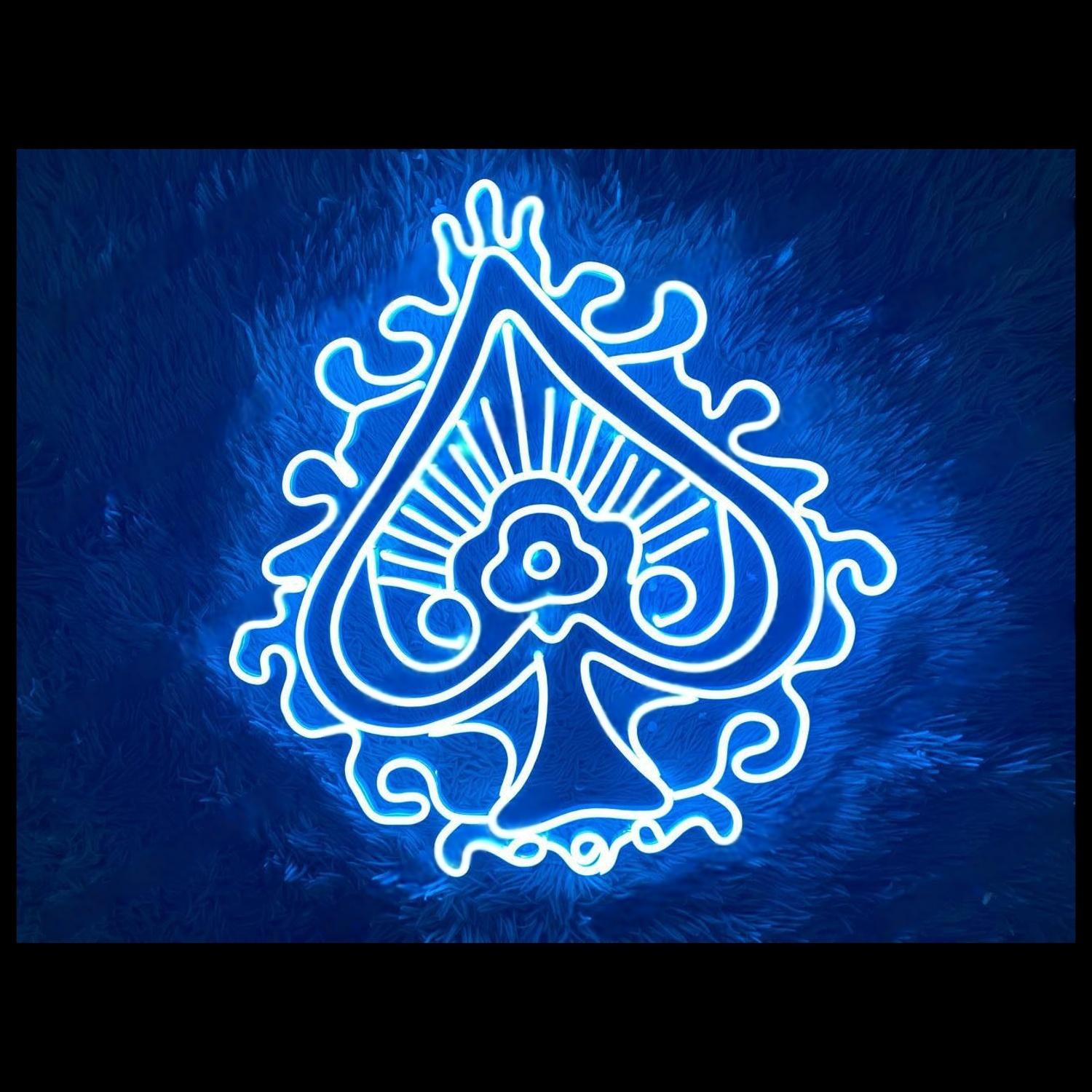 Ace Blue Spade Floral Art Led Neon Sign For Bar Lounge And Themed Decor | Shineneon